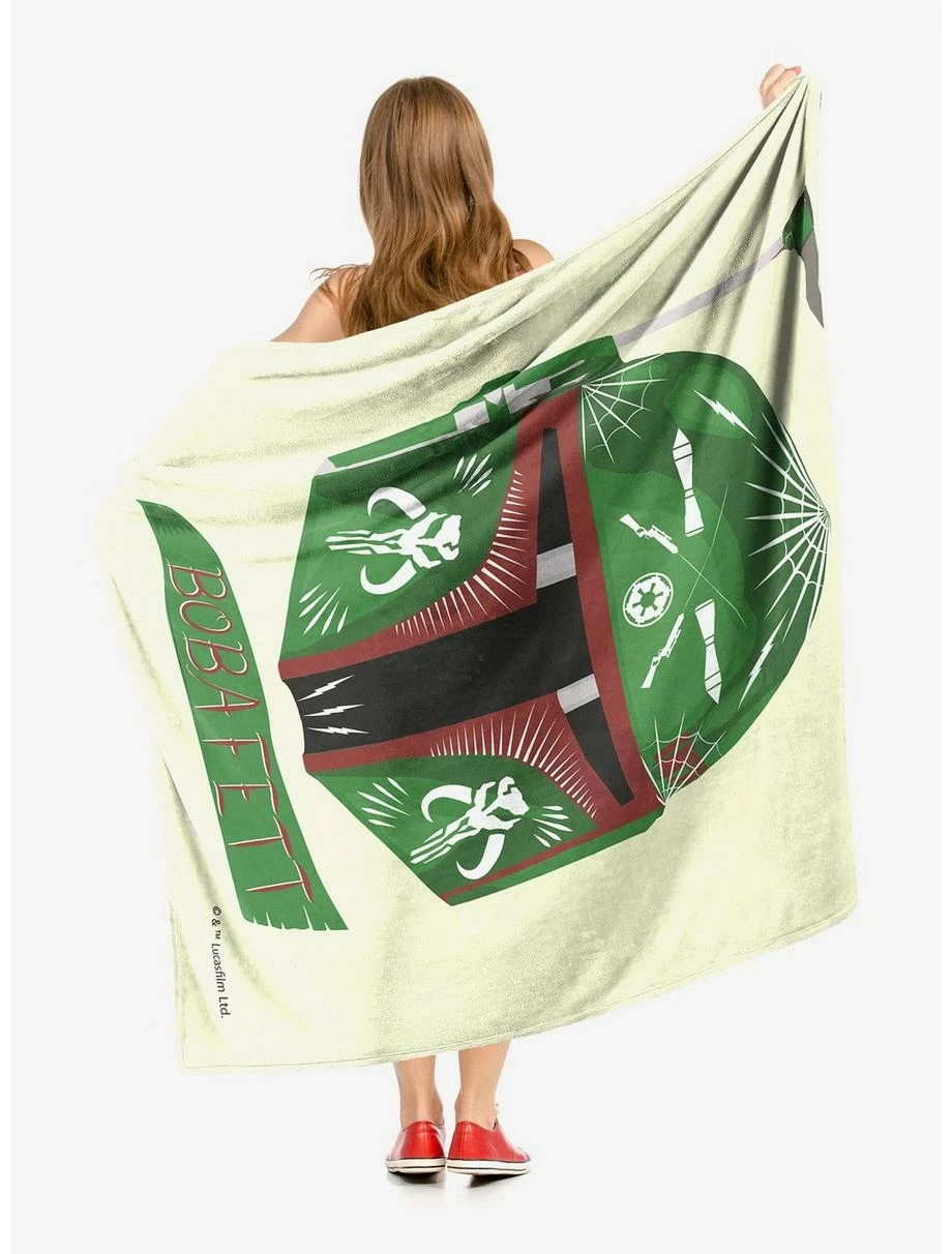 Bedroom Star Wars Boba Fett Decorated Helmet Throw Blanket - Image 2