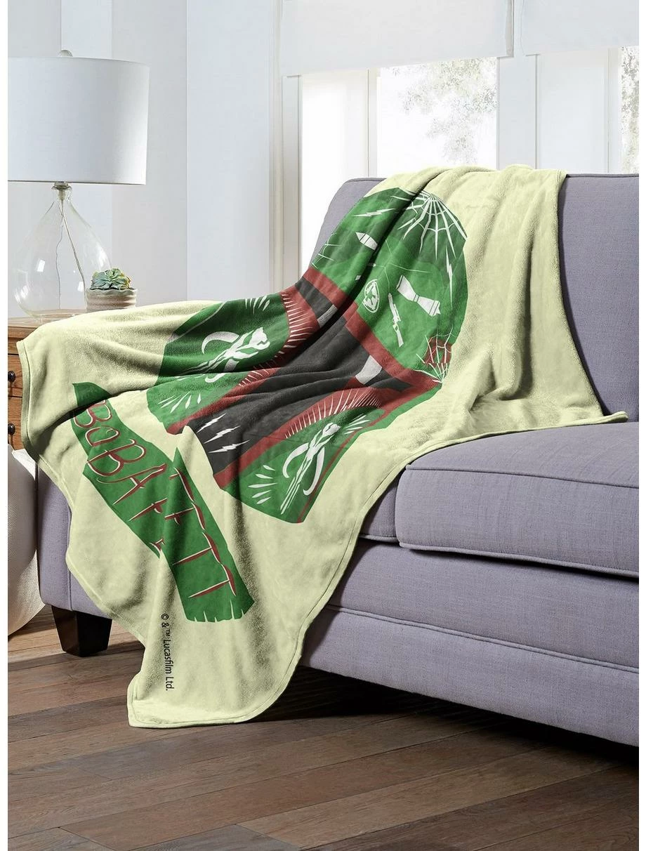 Bedroom Star Wars Boba Fett Decorated Helmet Throw Blanket - Image 3