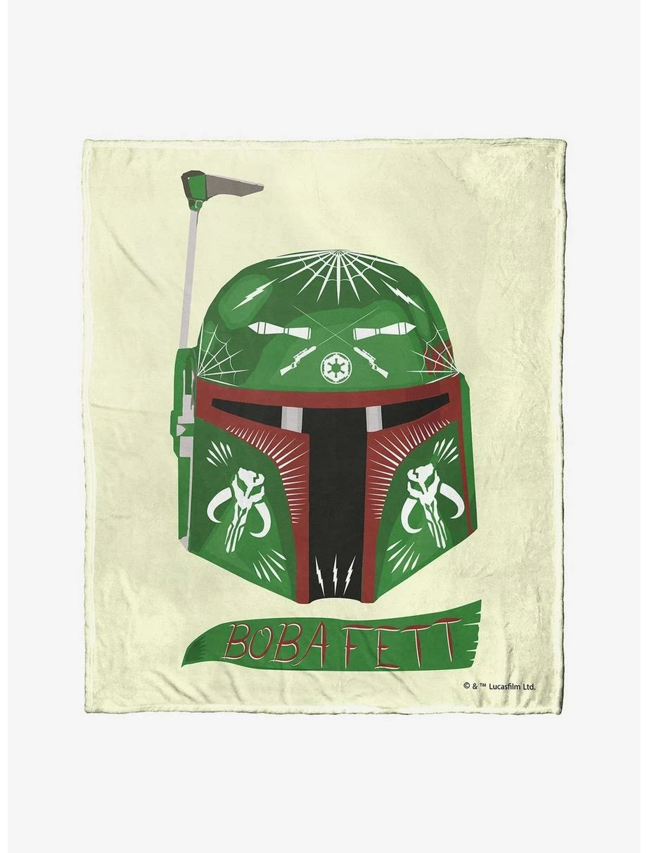 Bedroom Star Wars Boba Fett Decorated Helmet Throw Blanket