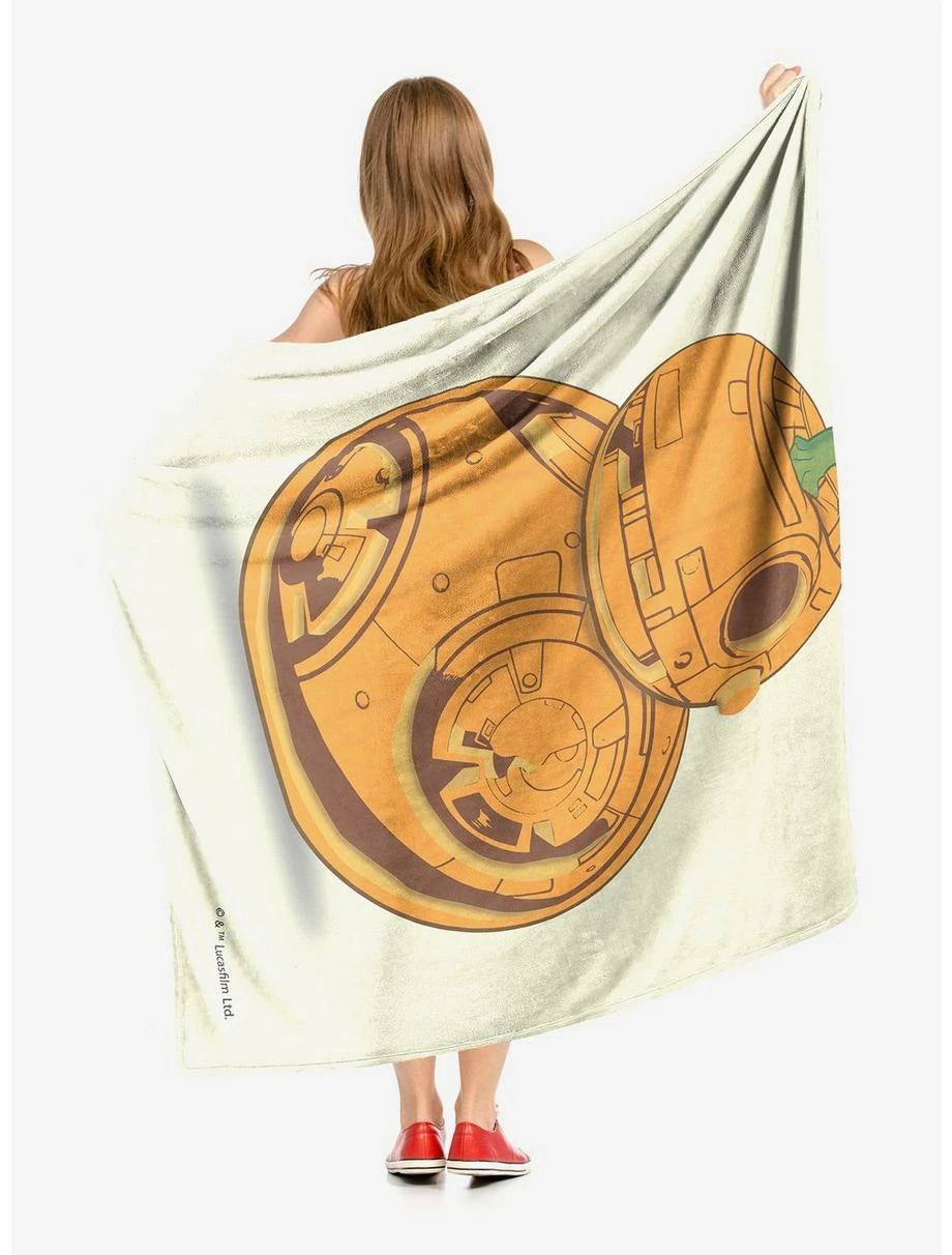 Bedroom Star Wars Pumpkinfied Bb-8 Throw Blanket 2 Bedroom Star Wars Pumpkinfied Bb-8 Throw Blanket - Image 2