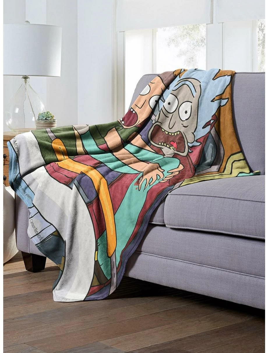 Bedroom Rick And Morty Hold On Throw Blanket - Image 3