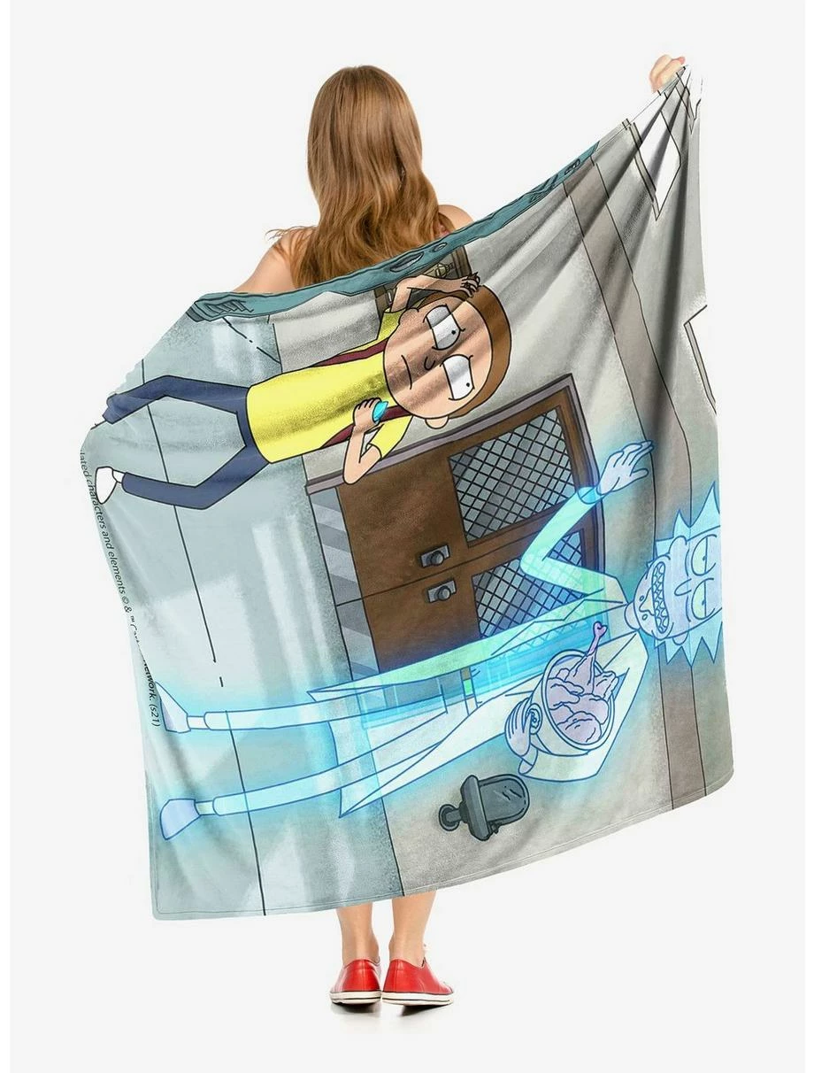 Bedroom Rick And Morty Hologram Chicken Throw Blanket - Image 2