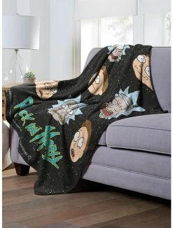 Bedroom Rick And Morty Talking Heads Throw Blanket -Boxlunch Shop 19293502 av2