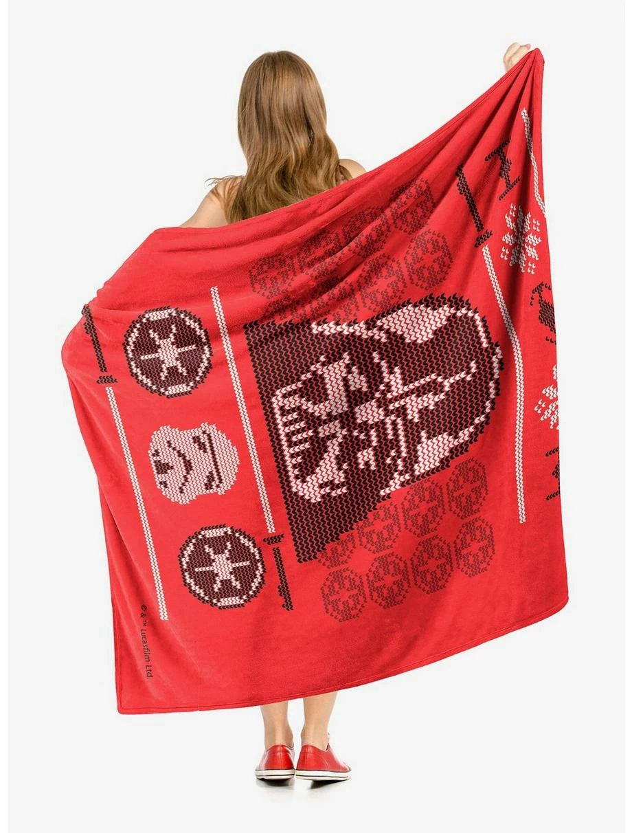 Bedroom Star Wars Sith Xmas Sweater Throw Blanket - Image 2