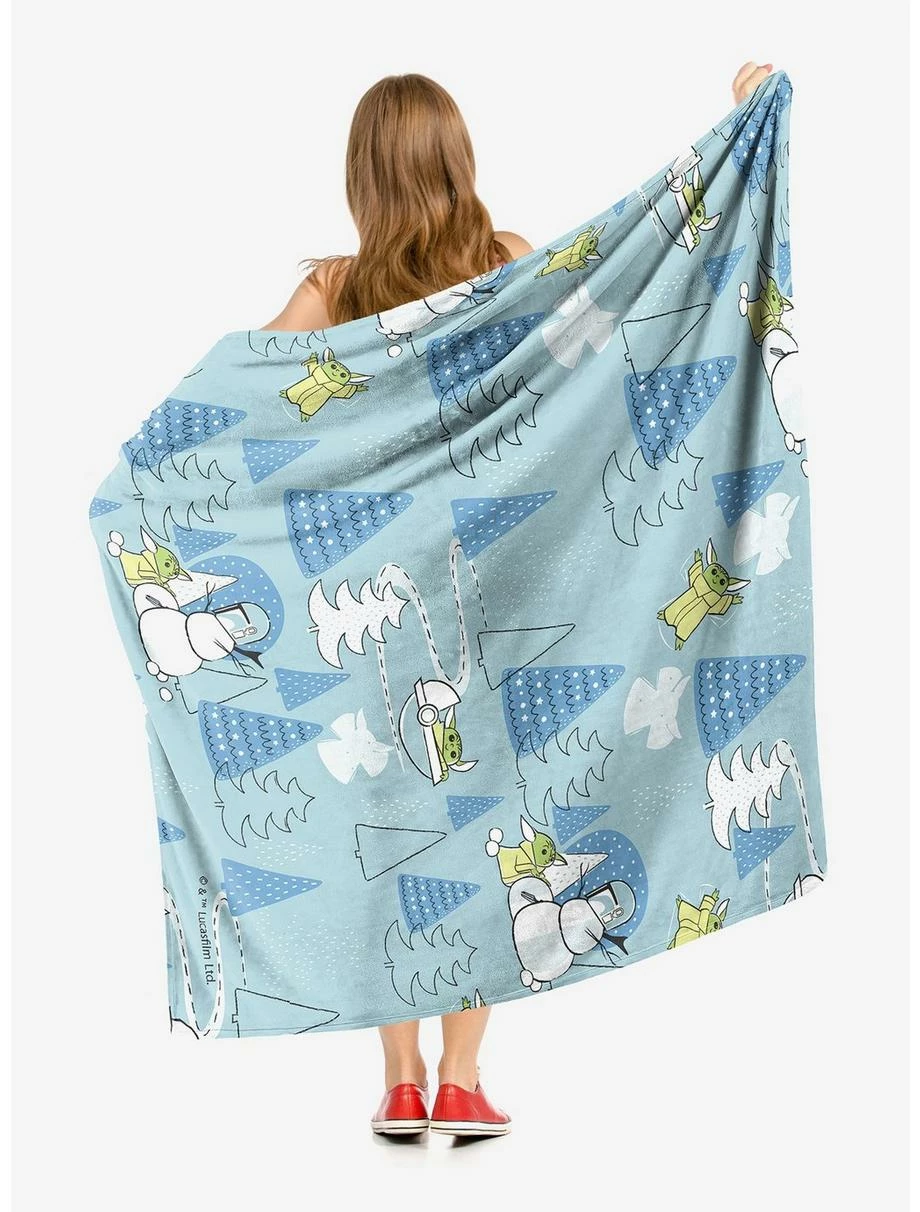 Bedroom Star Wars The Mandalorian Winter Wonderland Throw Blanket - Image 2