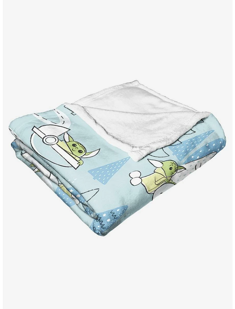 Bedroom Star Wars The Mandalorian Winter Wonderland Throw Blanket - Image 4
