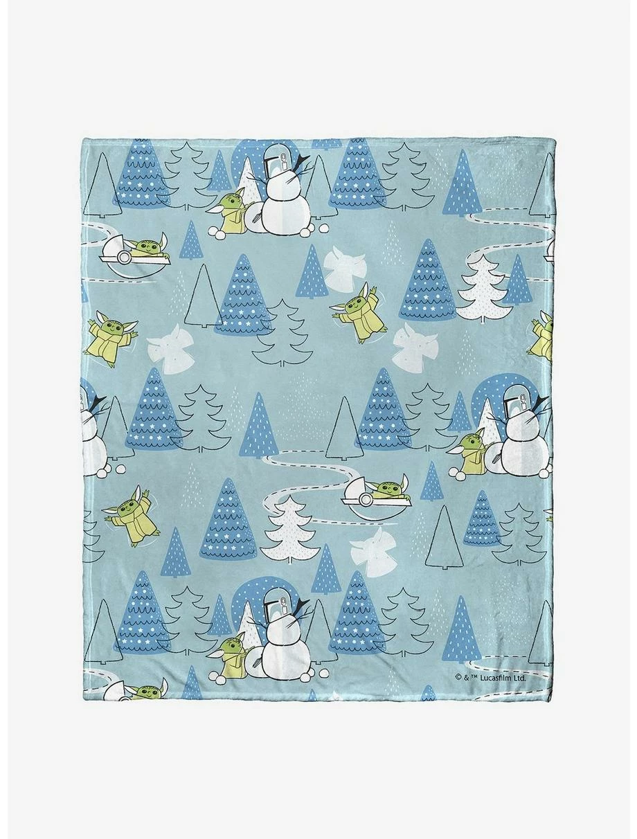 Bedroom Star Wars The Mandalorian Winter Wonderland Throw Blanket